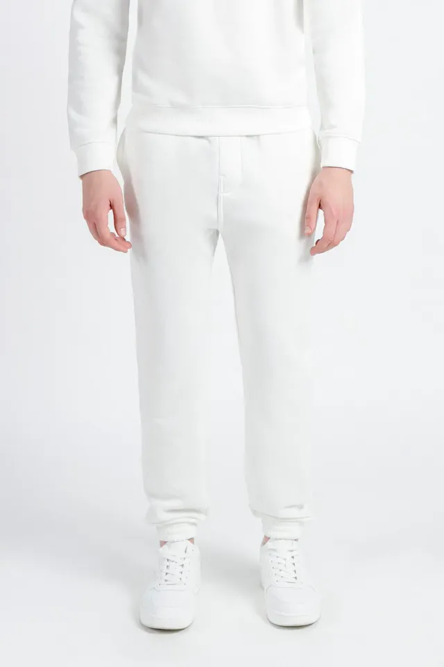 Sonny Bono pantalone jogger tuta panna felpa poliestere cotone