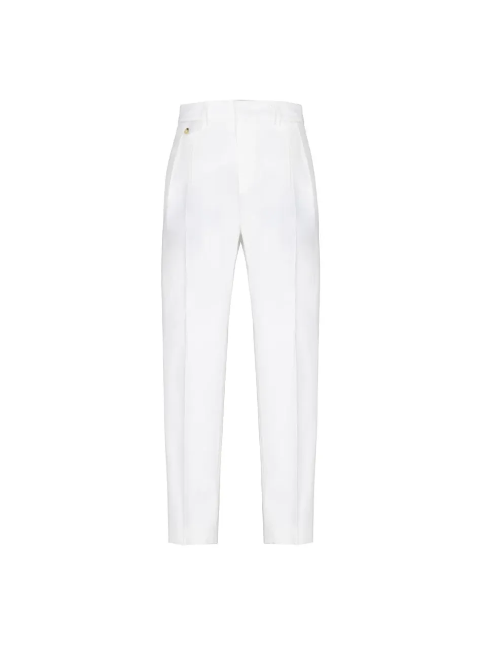 Paoloni Pantalone doppia pinces denim lino bianco