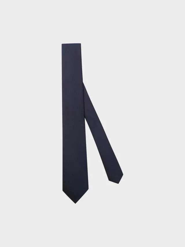 Caruso Norma cravatta in raso blu navy