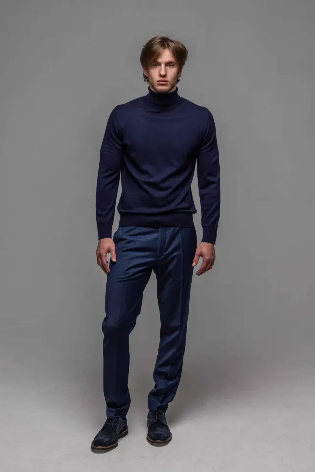 Alain Delon dolcevita uomo blu navy in maglia