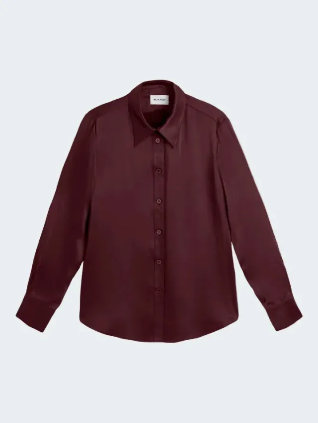 Sand Menswear 3176 Matt Latia Camicia Seta Rosso Scuro