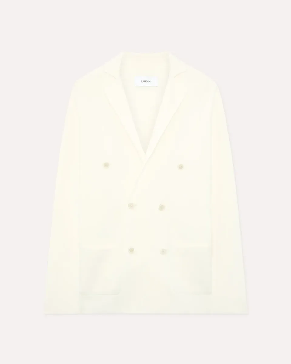 Lardini Giacca Doppiopetto Maglia Cotone Bianca