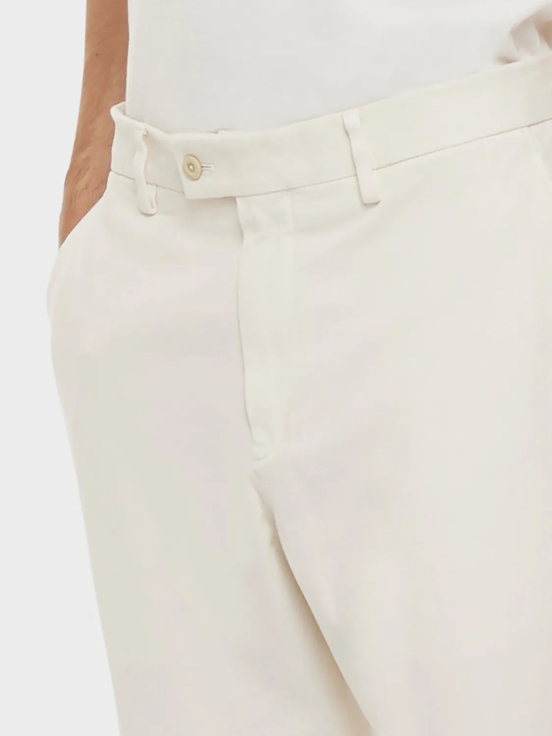 Caruso Norma pantalone cotone stretch gabardine bianco