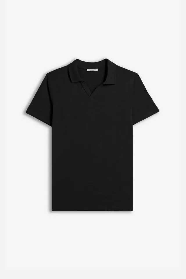 Sonny Bono polo slub collo derby nero cotone