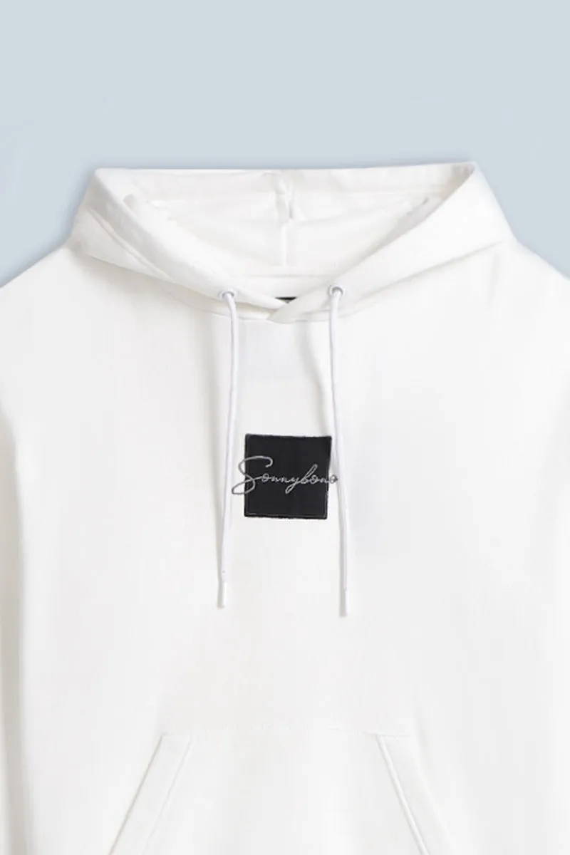 Sonny Bono Felpa Cappuccio Patch Comfort Fit Panna