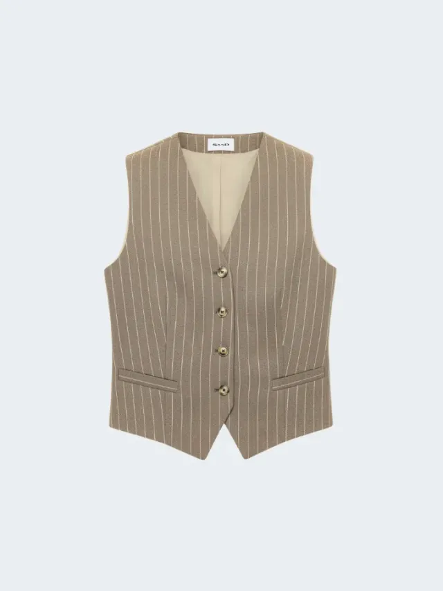 Sand Menswear Rubino 2603 gilet gessato beige champagne