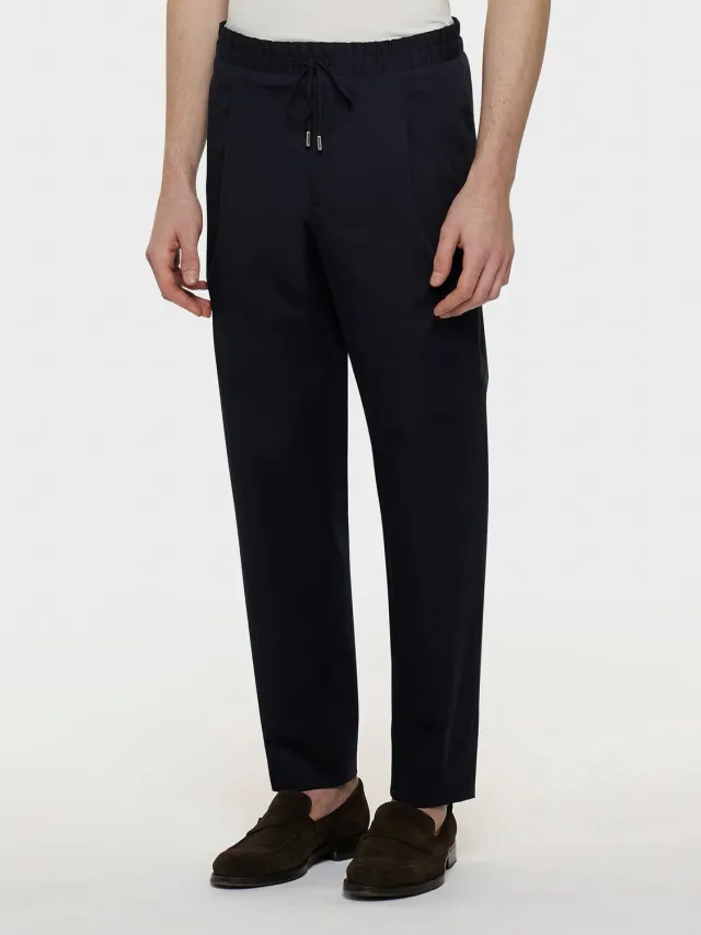 Caruso Pantalone Jogger Cotone Blu Vita Alta