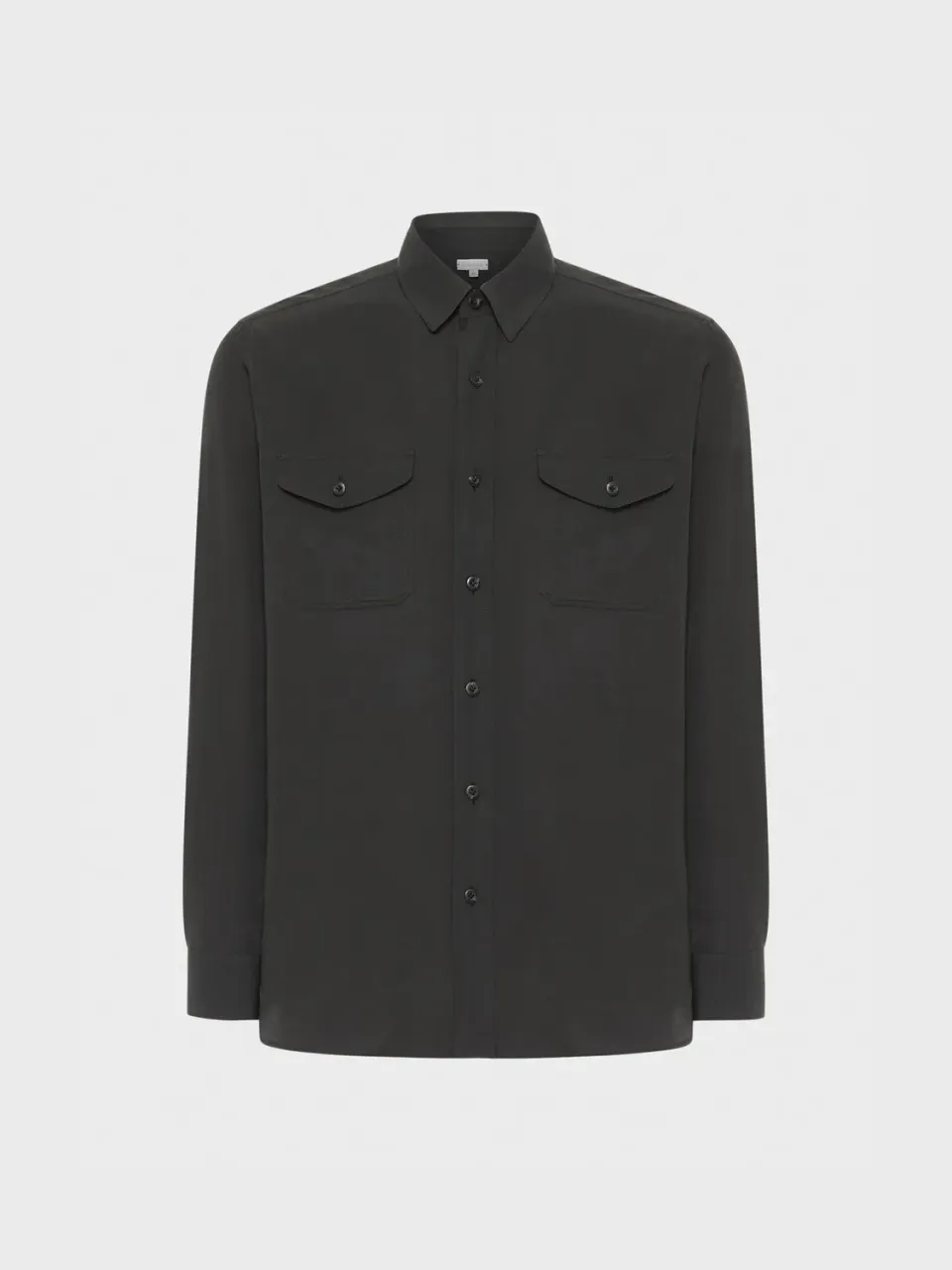 Caruso camicia tencel carbone tasche a toppa