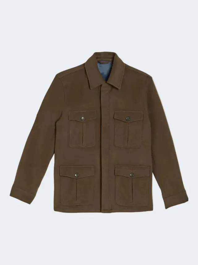 Sand Menswear Aiden Safari overshirt cashmere marrone