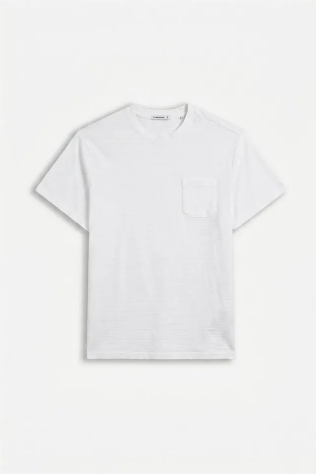 Sonny Bono T-Shirt Trama Rilievo Taschino Bianco Cotone