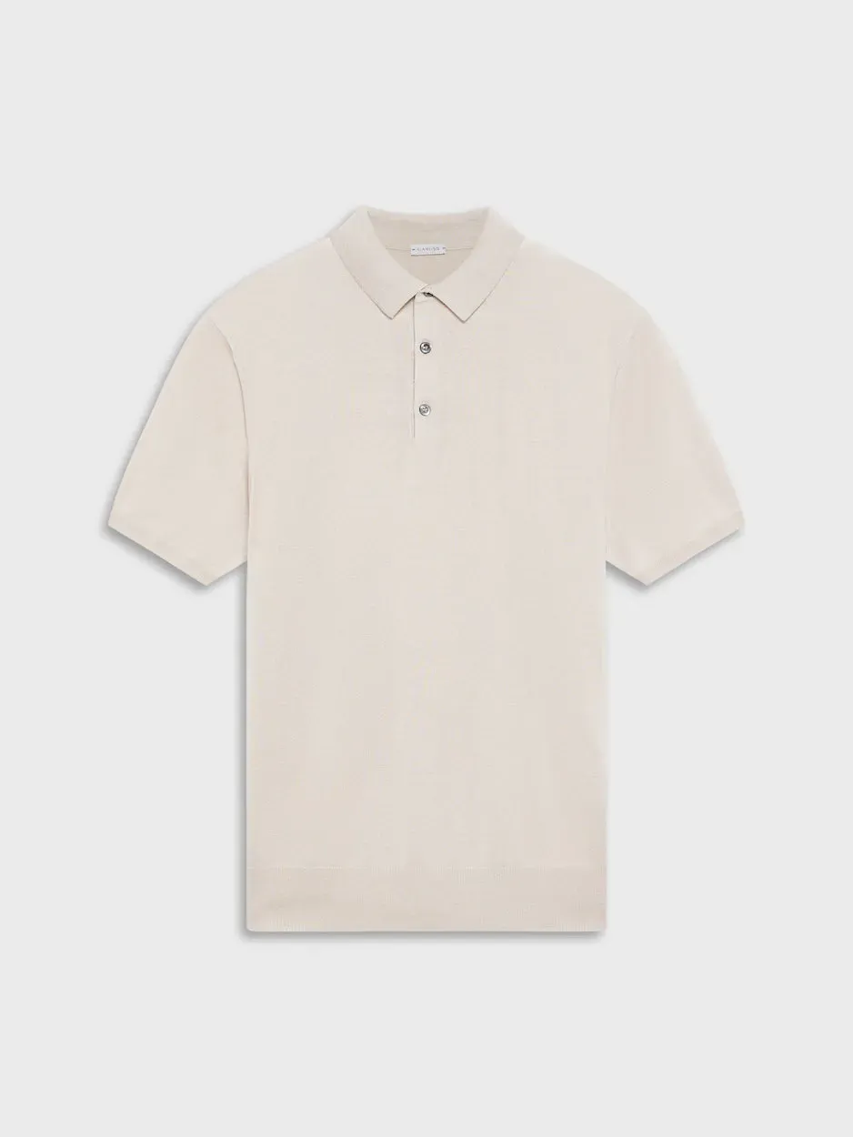 Caruso Butterfly polo seta cotone beige maniche corte