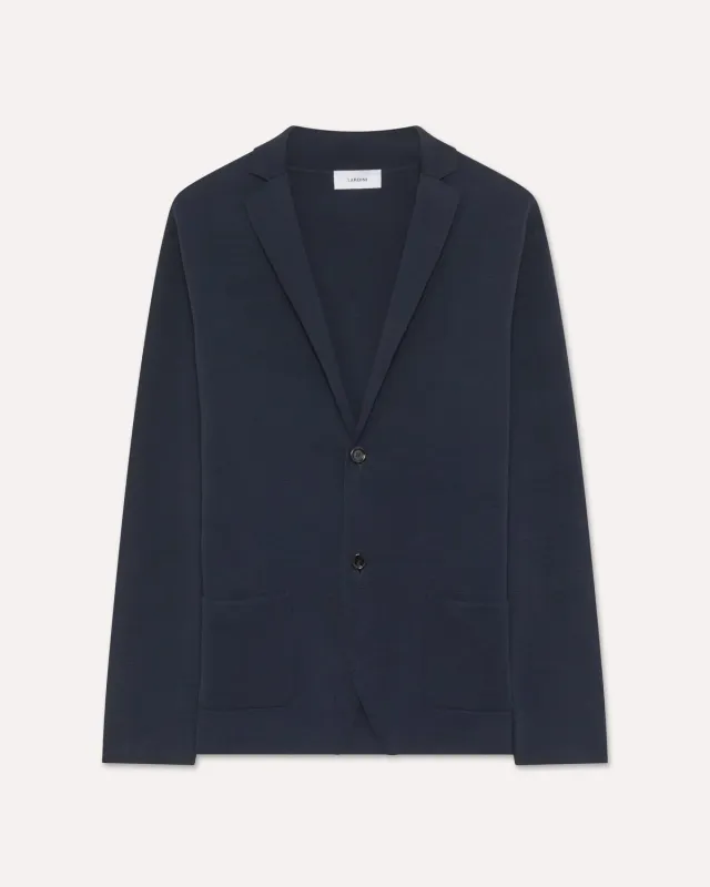 Lardini Giacca monopetto maglia cotone blu