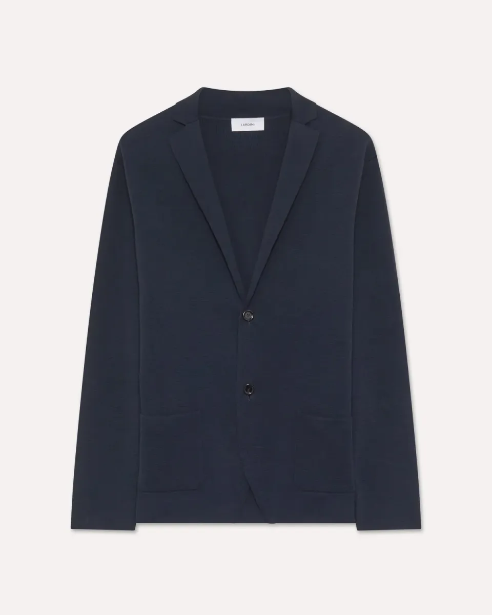 Lardini Giacca monopetto maglia cotone blu