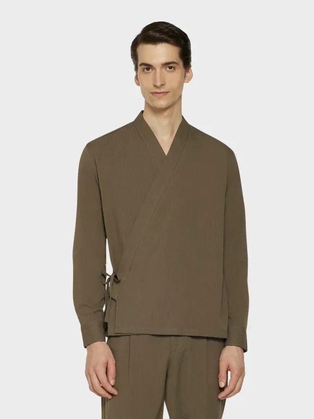 Caruso Aida overshirt kimono seersucker verde