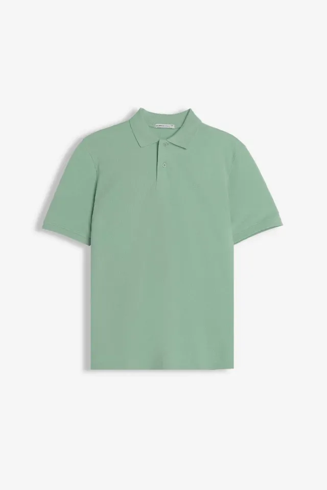 Sonny Bono polo piquet salvia tinta unita logo