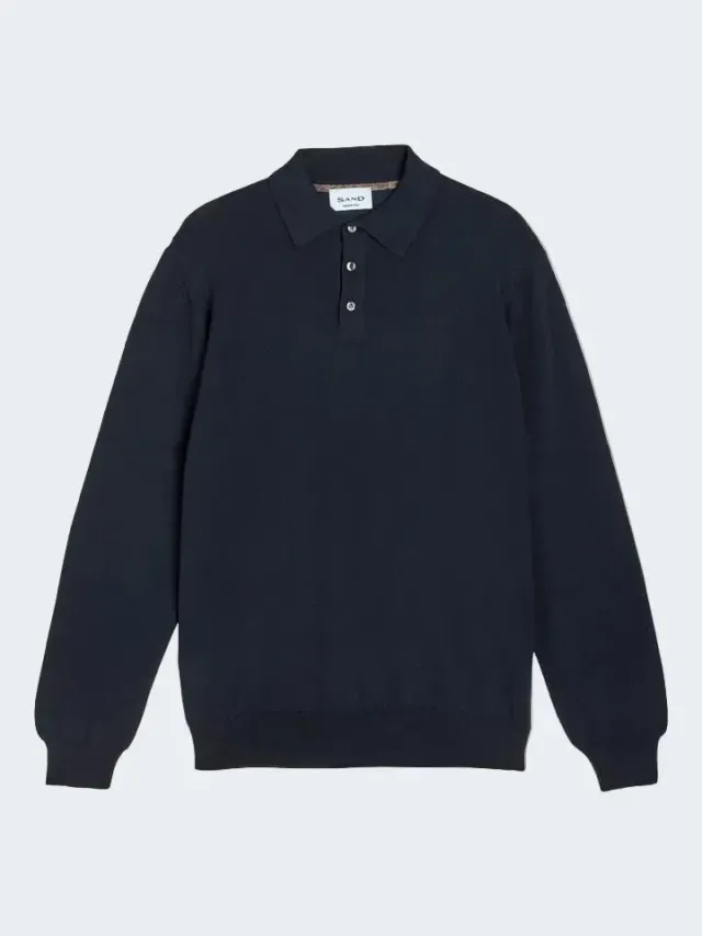 Sand Merino Ipolo polo lana blu navy