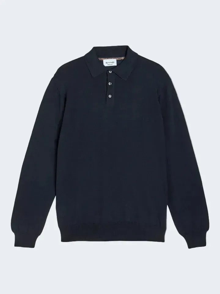 Sand Merino Ipolo polo lana blu navy