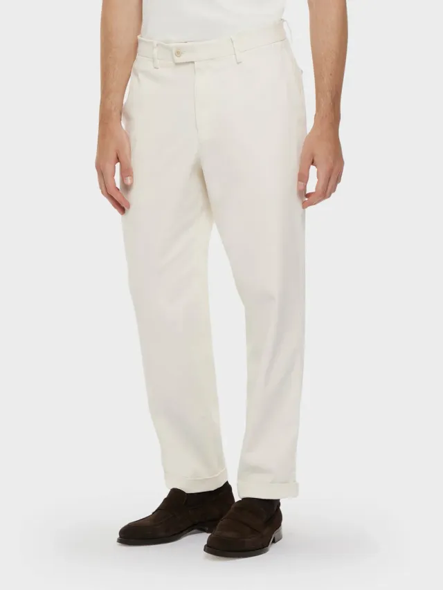 Caruso Norma pantalone cotone stretch gabardine bianco