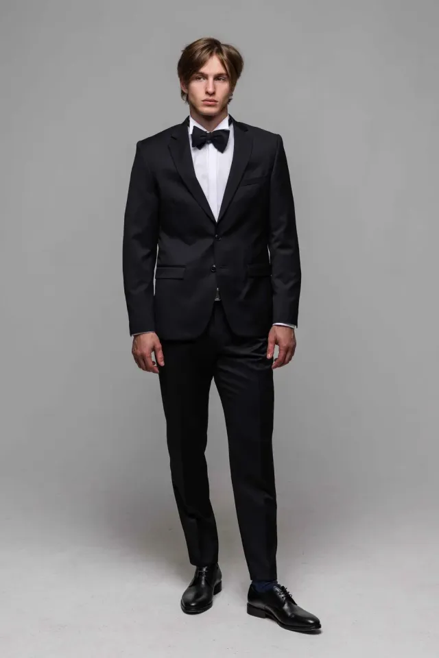 Alain Delon abito nero Slim Fit lana uomo