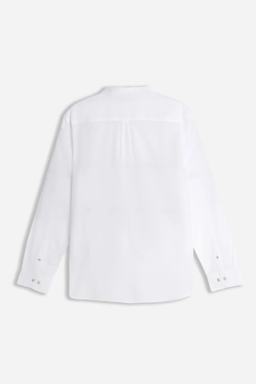 Sonny Bono Collo Coreano Cotone Slub Camicia Bianco