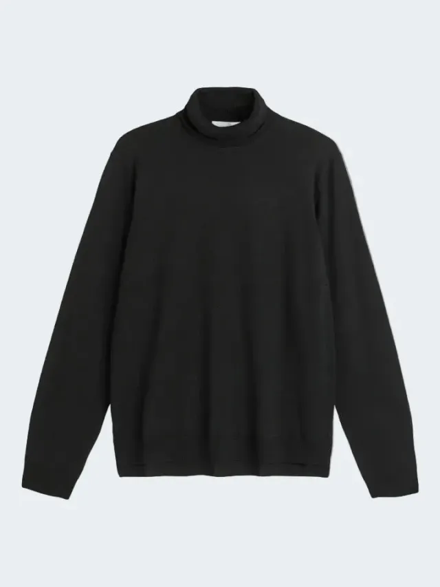 Sand Menswear Fellini Trish Maglione Dolcevita Merino Nero