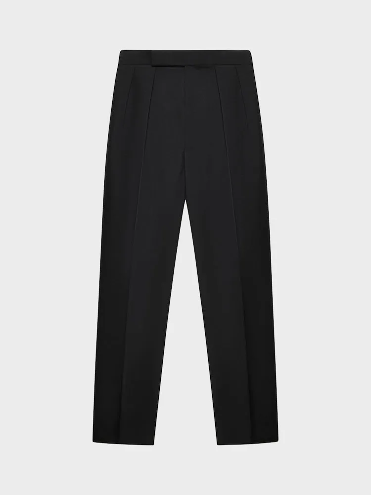 Caruso pantalone vita alta lana mohair nero uomo