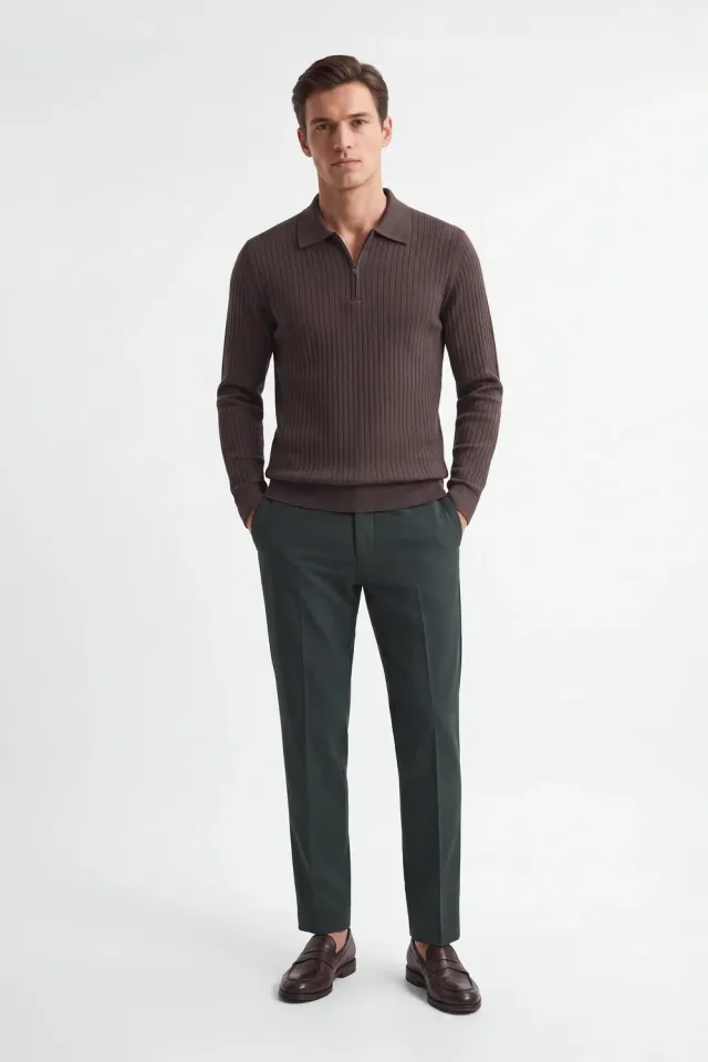 Sonny Bono Maglia Costina Polo Mezza Zip Tortora