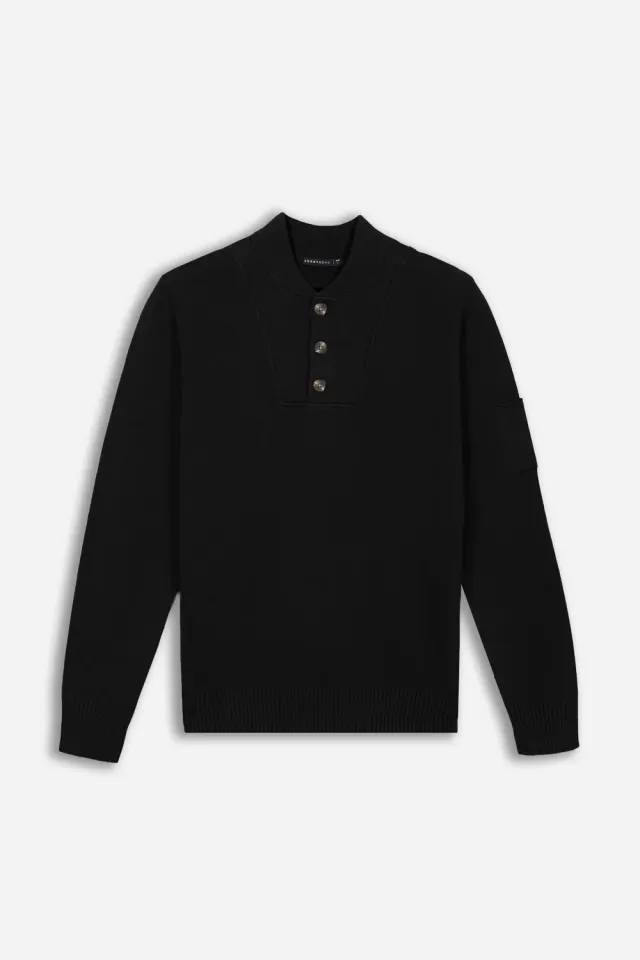 Sonny Bono FW2627 Maglia Collo Bottoni Nero elasticizzata