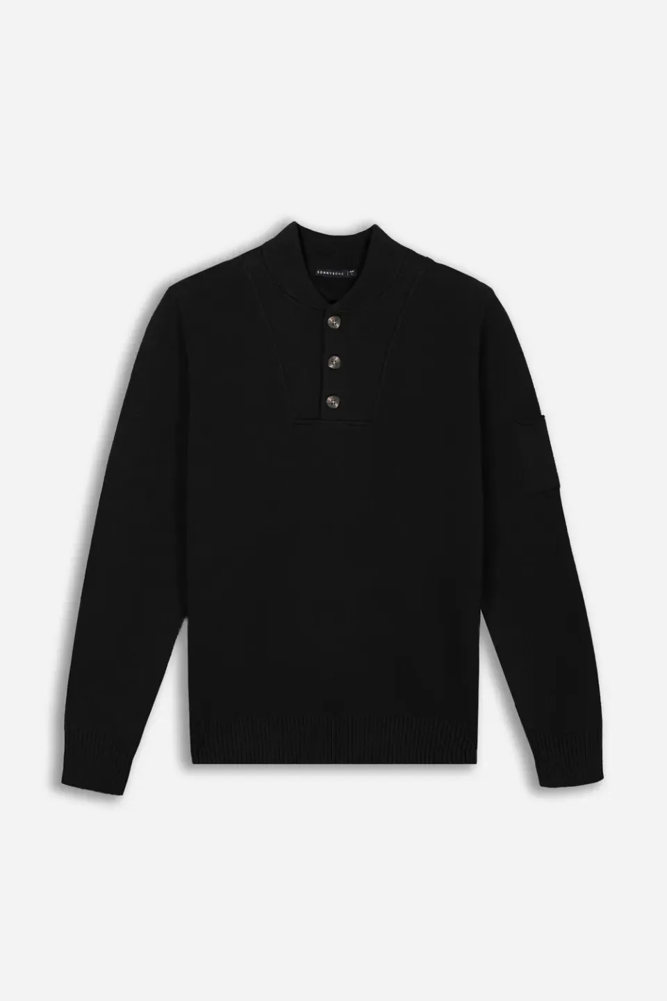 Sonny Bono FW2627 Maglia Collo Bottoni Nero elasticizzata
