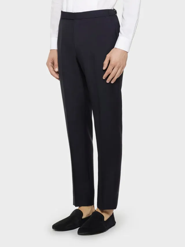 Caruso Norma pantalone lana mohair blu navy flat front