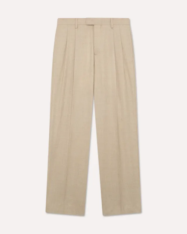Lardini Le Origini pantalone lana beige con pieghe