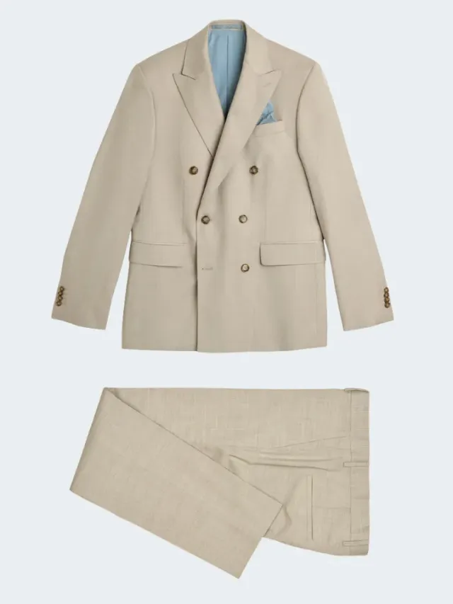Sand Menswear Star DB-Mark N abito doppiopetto ecru flanella