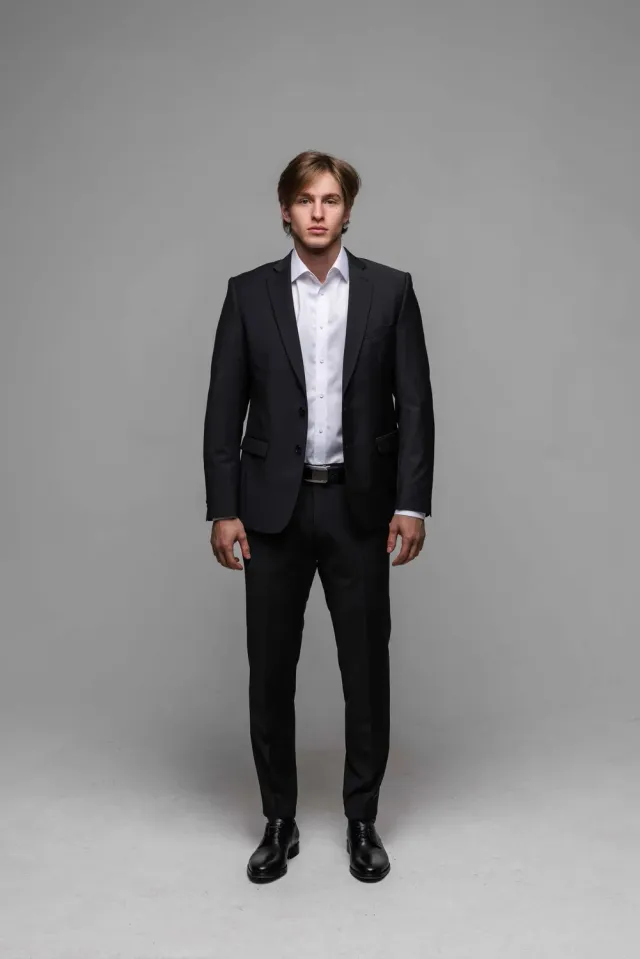 Alain Delon Basic giacca abito nero slim fit
