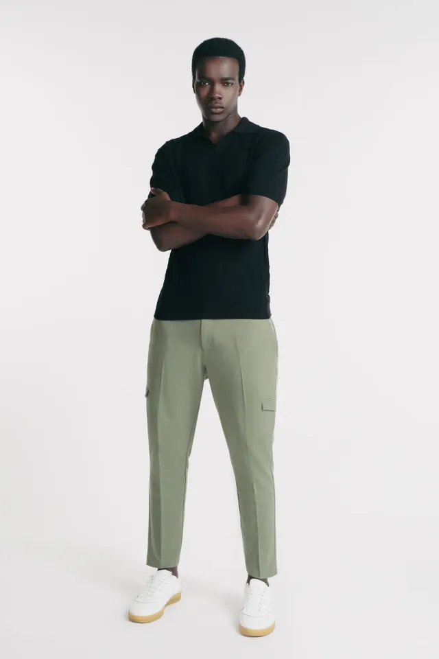 Sonny Bono pantaloni stretch tascone verde militare