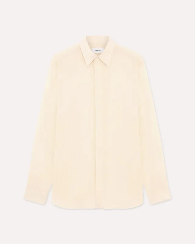 Lardini camicia panna lyocell lino collo italiano