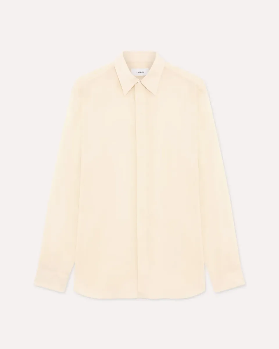 Lardini camicia panna lyocell lino collo italiano