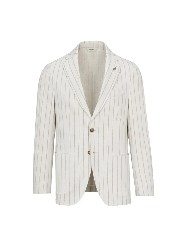 Paoloni Giacca jersey gessato di cotone beige
