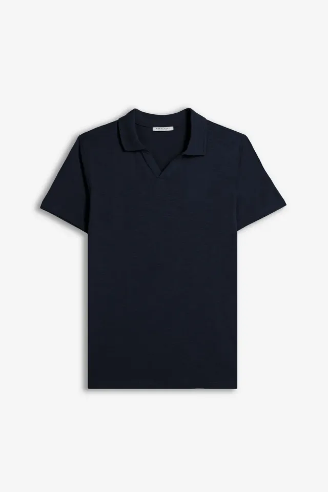 Sonny Bono polo slub bleu collo derby cotone