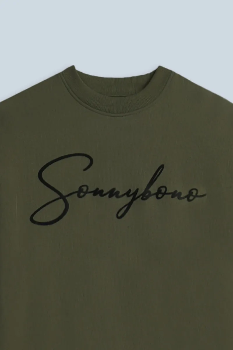 Sonny Bono felpa girocollo stampa 3D verde militare