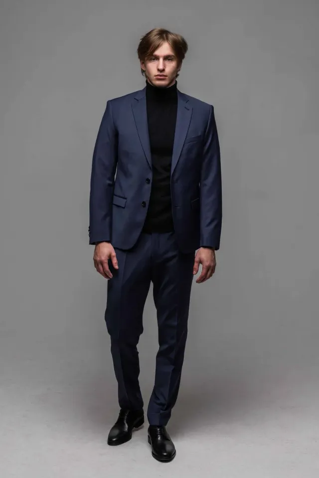 Alain Delon abito slim fit blu micro fantasia taglie forti