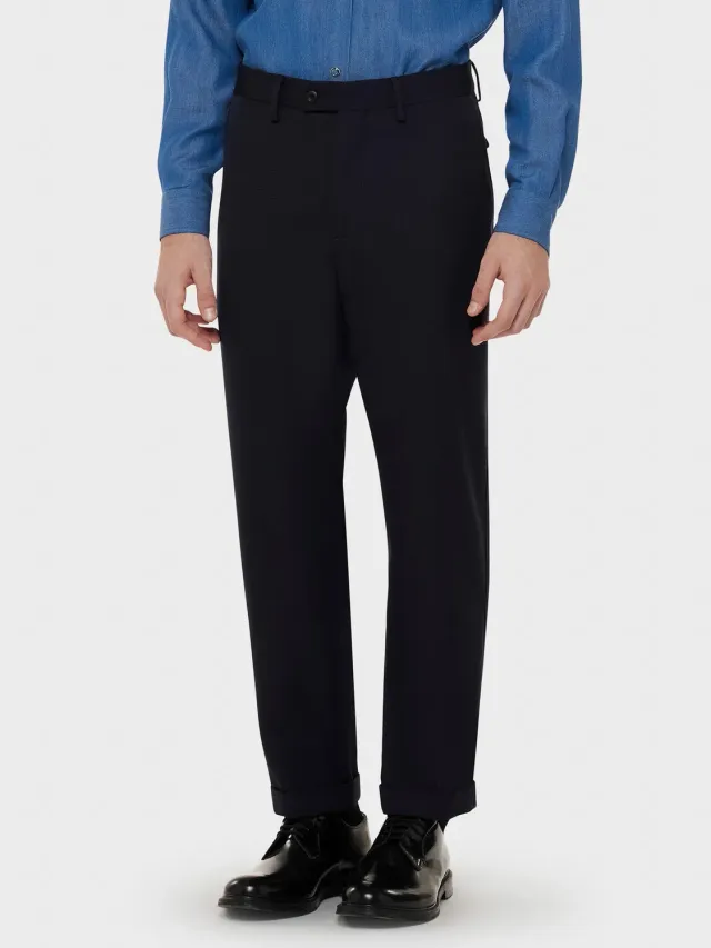 Caruso Norma pantalone gabardine lana blu