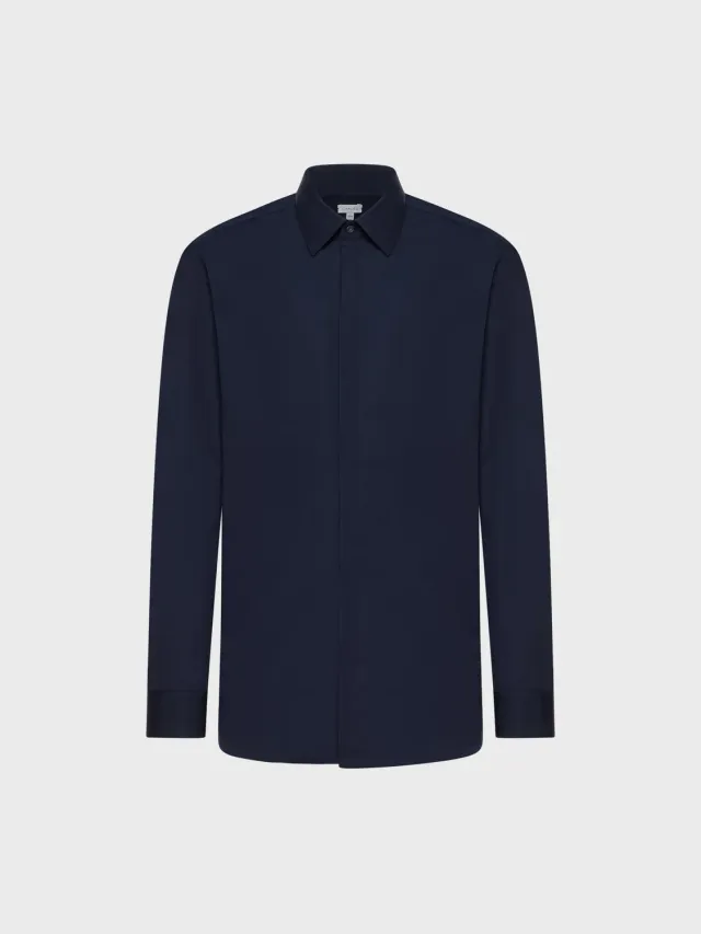 Caruso Butterfly Camicia Slim Cotone Blu Madreperla