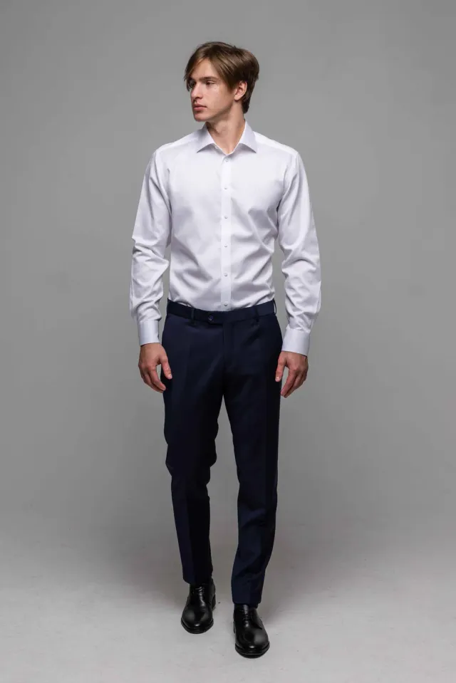 Alain Delon Extra Slim Fit camicia bianca classica elegante