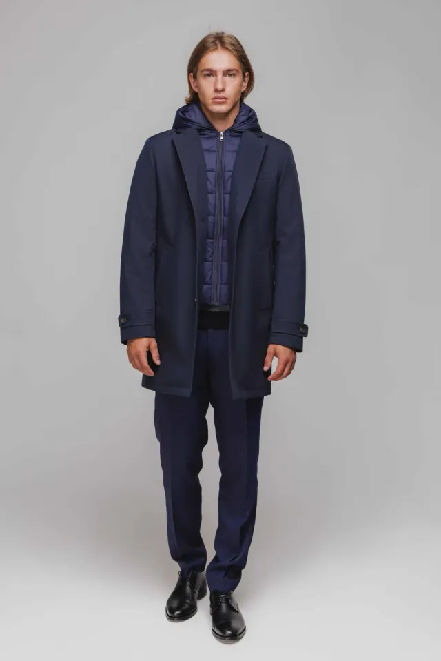 Alain Delon cappotto blu cappuccio taglia 50