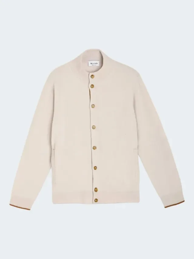 Sand Isaac 5700 cardigan cashmere bianco bottoni