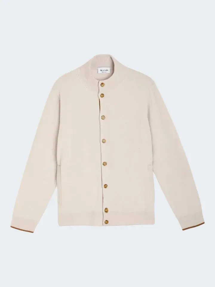 Sand Isaac 5700 cardigan cashmere bianco bottoni