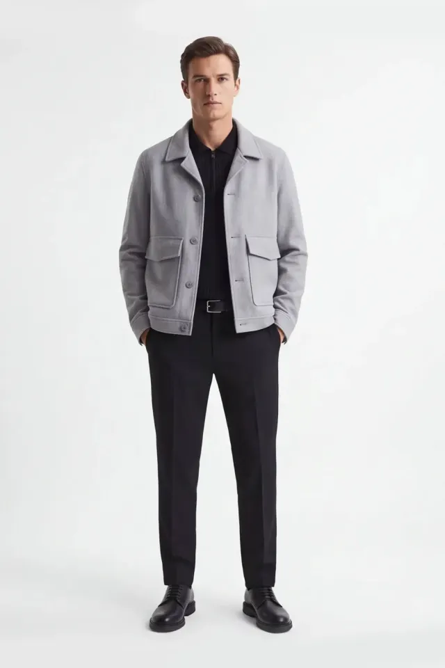 Sonny Bono WA 05201GB 326 giubbotto panno grigio collo camicia
