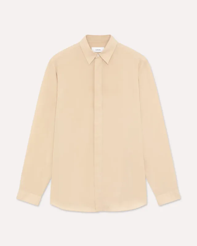 Lardini Camicia beige lino lyocell collo italiano