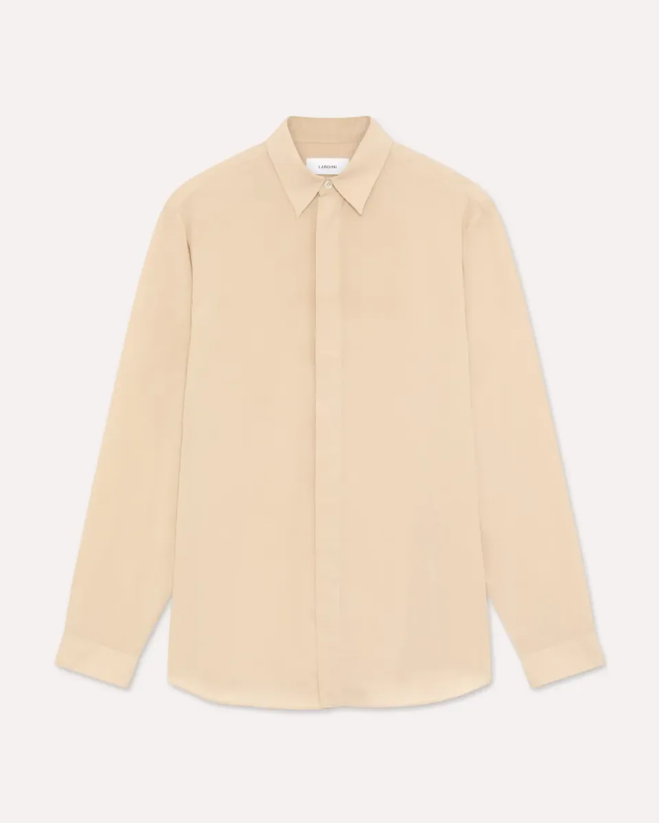 Lardini Camicia beige lino lyocell collo italiano