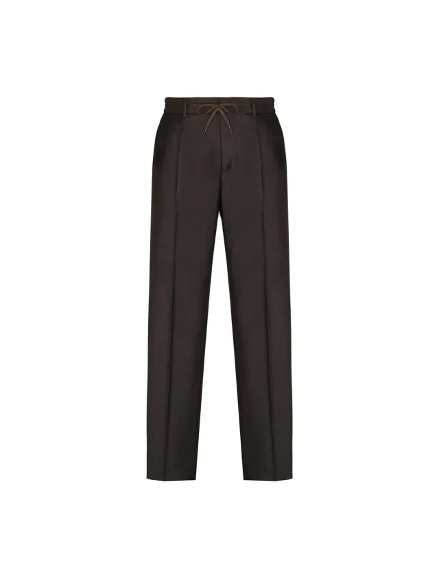 Paoloni Pantalone jogging flanella lana marrone